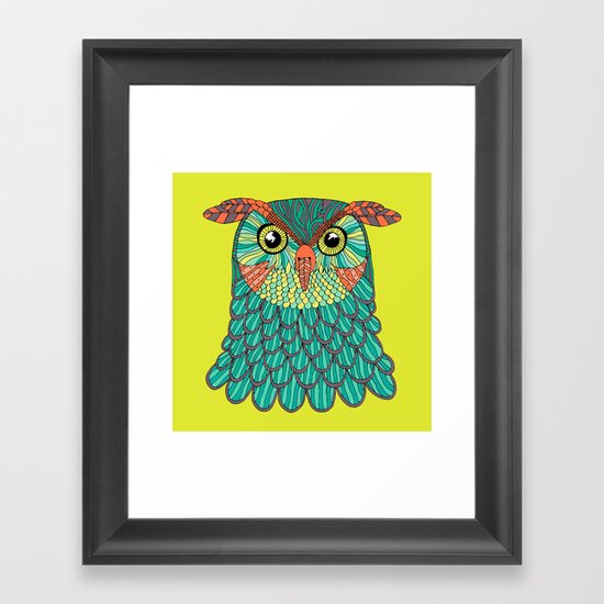owl - Lime green Framed Art Print