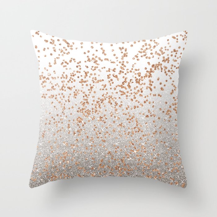 Glitter Sparkle Mix Rose Gold Amp Silver Throw Pillow By