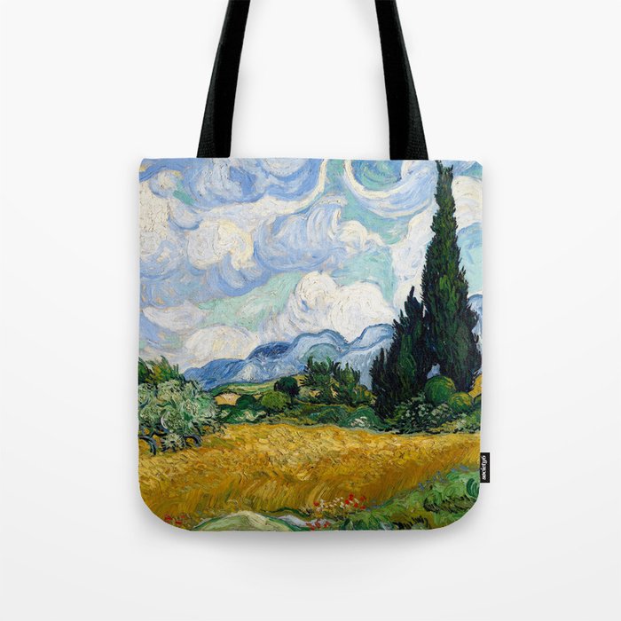 Wheat Field with Cypresses Tote Bag