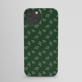 Dark Green And White Queen Anne's Lace pattern iPhone Case