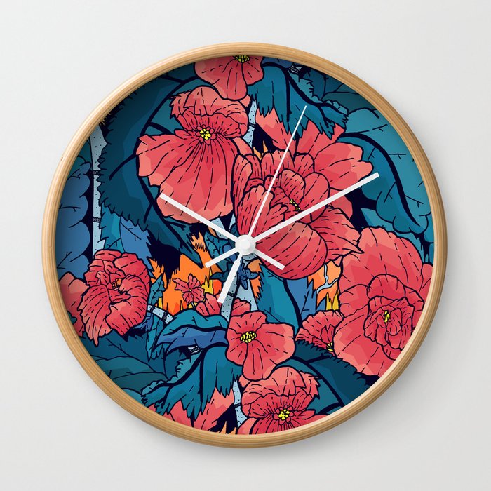 The Red Flowers Wall Clock
