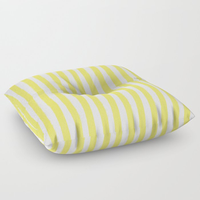 Yellow and White Cabana Stripes Palm Beach Preppy Floor Pillow