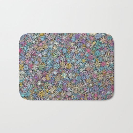 Snowflakes multicolor Bath Mat