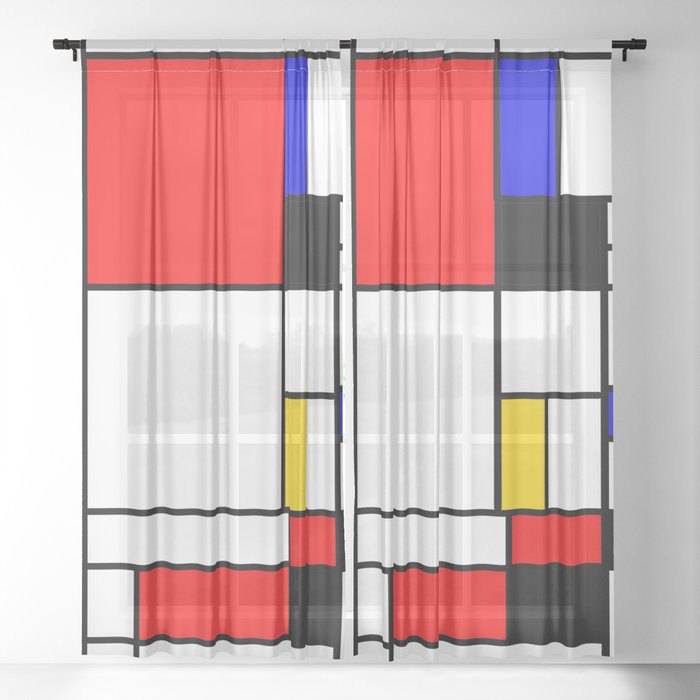 Bauhouse Composition Mondrian Style Sheer Curtain
