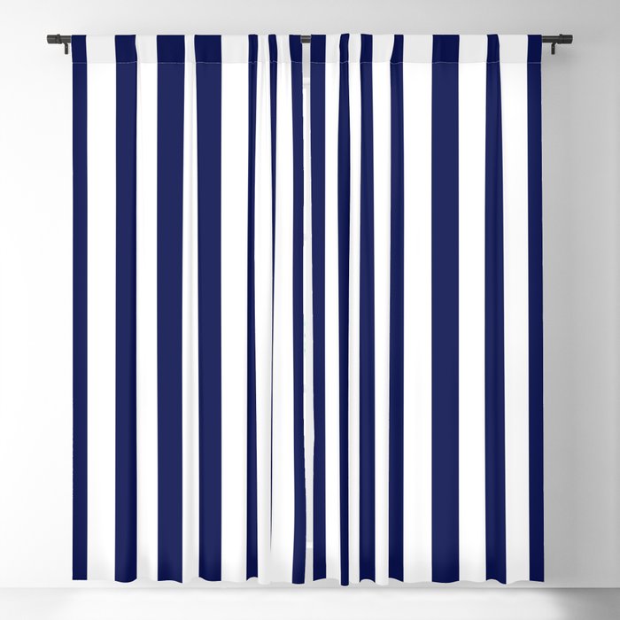 Classic Navy Blue and White Cabana Tent Stripe Blackout Curtain
