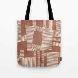 Modern Abstract Terracotta Linocut Boho Art Tote Bag