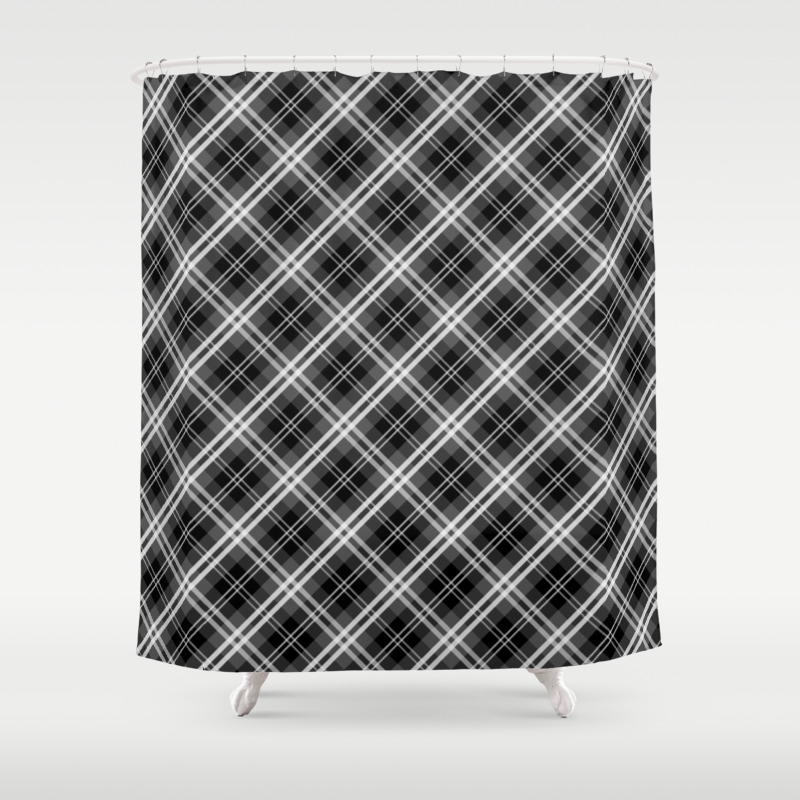 Black And White Mayzes Tartan Plaid Check Shower Curtain By Kirstiepaige Society6