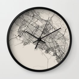 USA, Fremont Black&White City Map Wall Clock