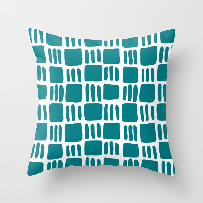 Abstract squares - turquoise Throw Pillow