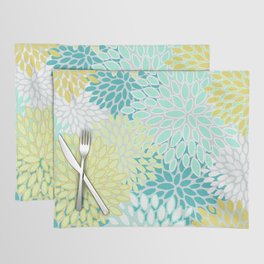 Floral Prints, Teal, Turquoise and Yellow Placemat