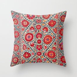 Kermina Suzani Uzbekistan Embroidery Print Throw Pillow