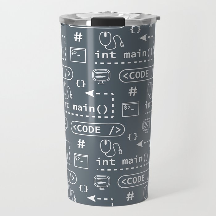 Code and things pattern - Blue Travel Mug
