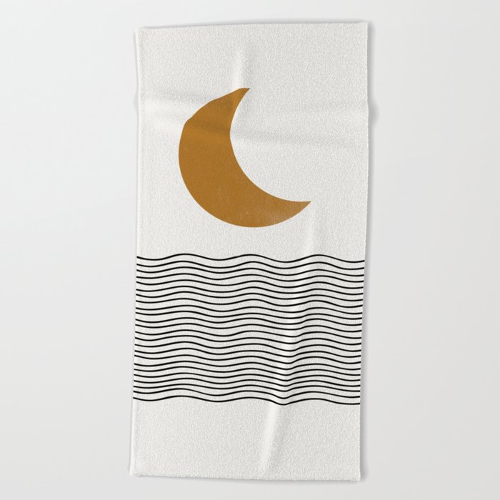 Moon by the ocean Beach Towel