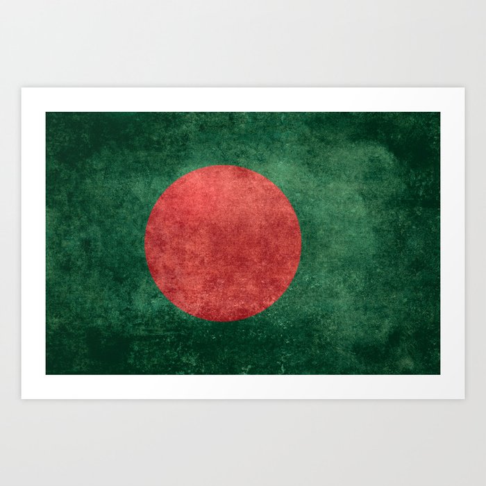 Bangladeshi Flag of Bangladesh in grungy Art Print