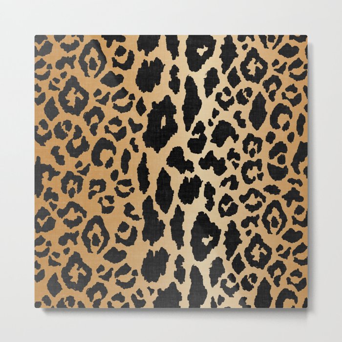 Leopard Print Linen Metal Print