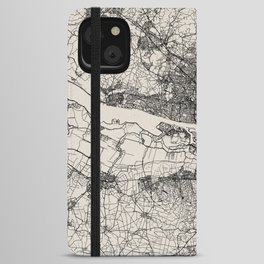 Hamburg, Germany City Map. Black and White Aesthetic iPhone Wallet Case