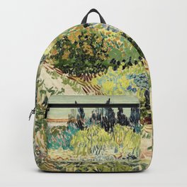 Vincent Van Gogh : Garden at Arles Backpack | Classic, Oil, Flowers, Elegant, Floral, Nature, Vangoghseries, Purevintagelove, Digital, Gardenatarles 