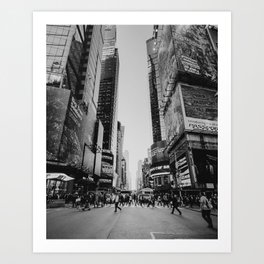 The busy streets of New York City | People crossing NYC crosswalk | Black and white travel photography Art Print