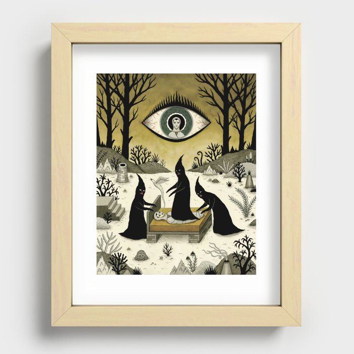 Three Shadow People Terrify a Victim During an Episode of Sleep Paralysis Recessed Framed Print