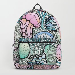 Jellyfishes Backpack | Mikart, Sealife, Graphicdesign, Jellies, Digitalart, Pinkblue, Illustration, Bestart, Manycolors, Swimminganimals 