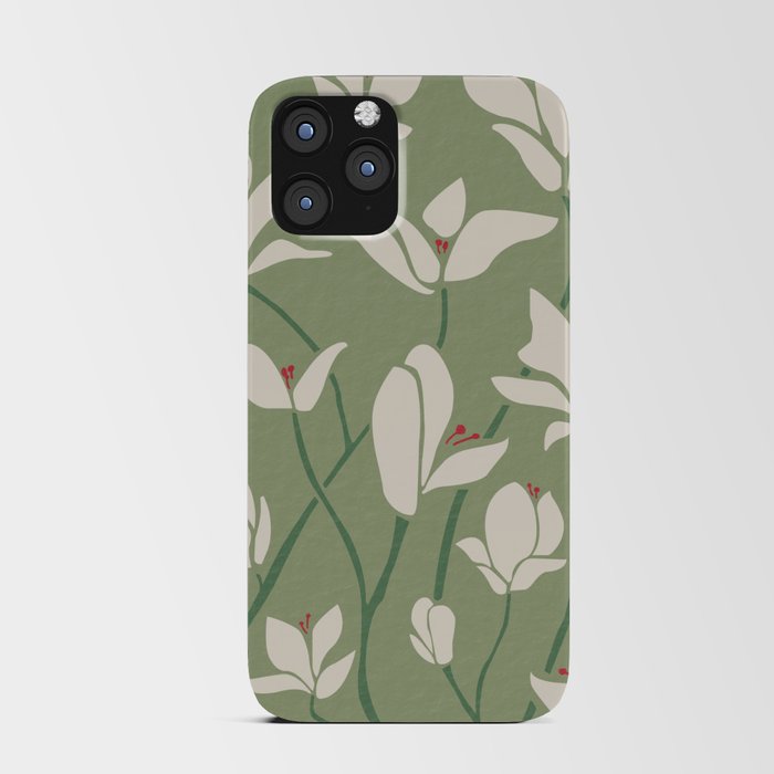 Vintage Tokoyo Flower In Green And White iPhone Card Case