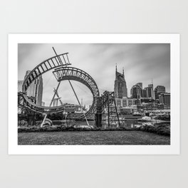 Nashville City Skyline in Black and White Monochrome Art Print | Blackandwhite, Gregoryballos, Cityscapephotos, Nashvilleimages, Photo, Ghostballet, Attbuilding, Nashvilleprints, Nashvilletennesse, Nashvillewallart 