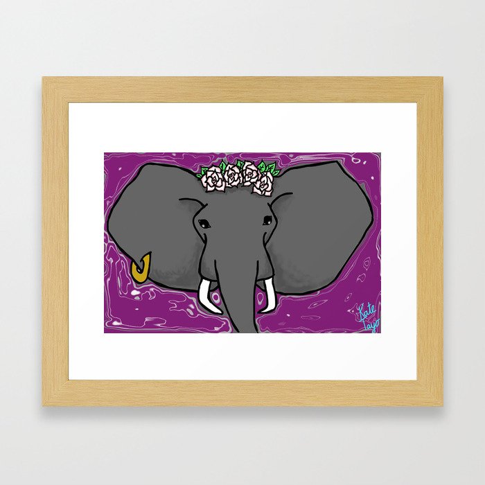 A Purple Elephant Framed Art Print