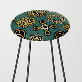 65 MCMLXV Green Celctic Symbols Pattern Counter Stool