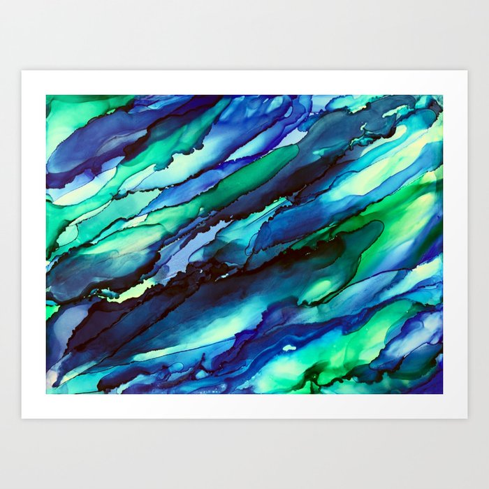 Seascape Alcohol Ink Painting Art Print