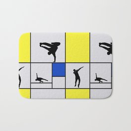 Street dancing like Piet Mondrian - Yellow, and Blue on the grey background Bath Mat