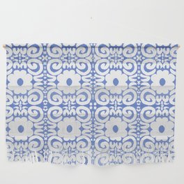 Retro Daisy Flower Lace White On Blue Wall Hanging