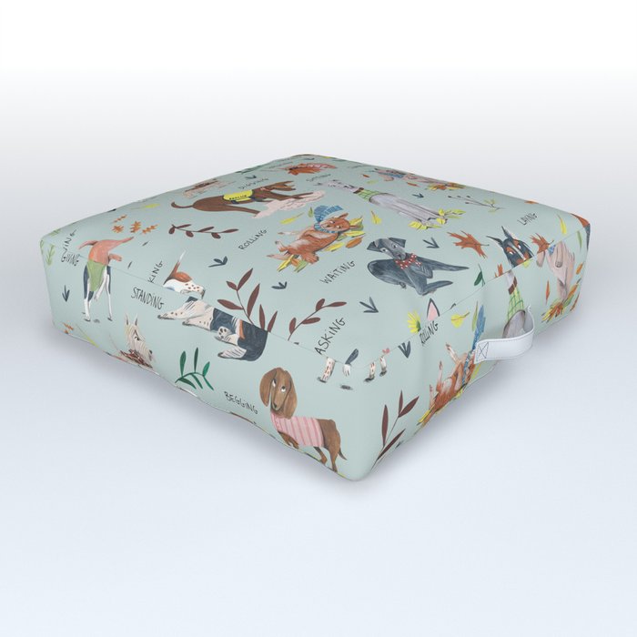 Dog lover person cute dogs breed pattern Outdoor Floor Cushion