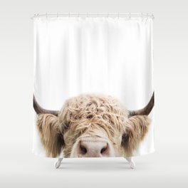 Peeking Highland Cow Shower Curtain