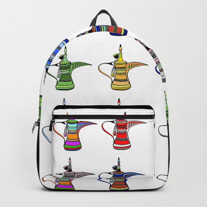 Colorful Arabia Coffee Pots Backpack