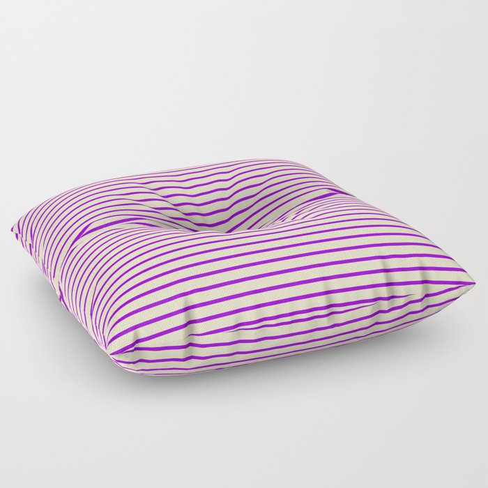 Dark Violet & Bisque Colored Stripes/Lines Pattern Floor Pillow
