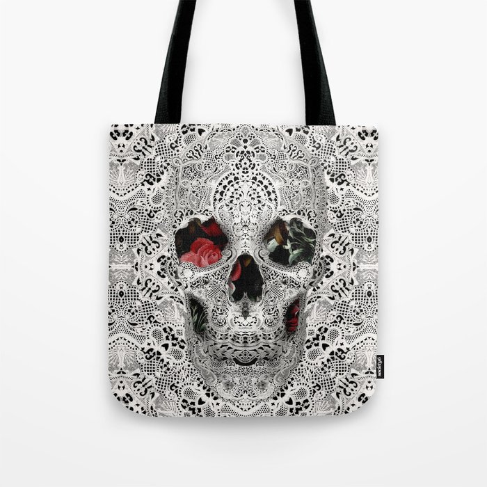Lace Skull Light Tote Bag