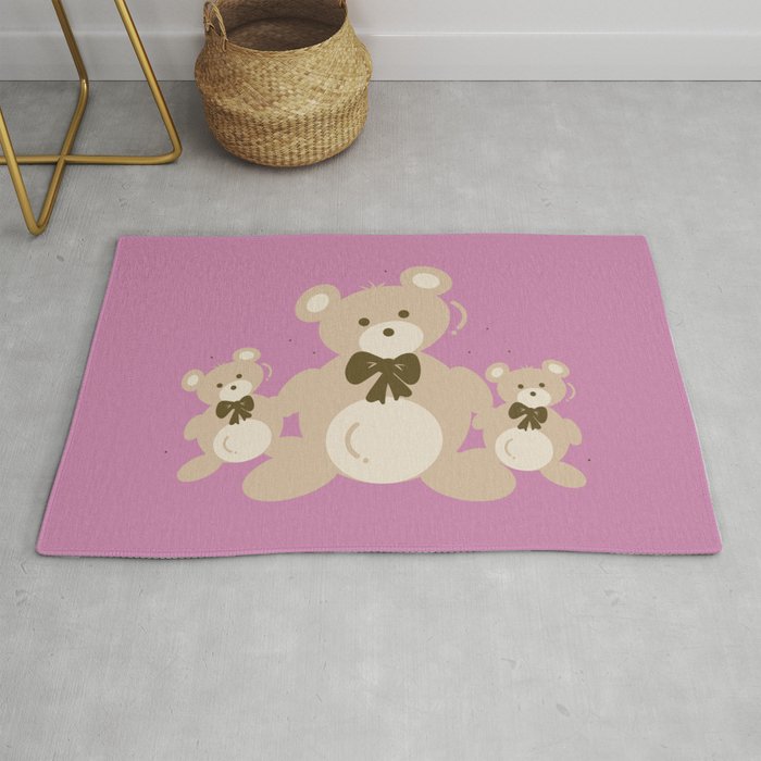 Teddy Bears Triplet - Pink Rug