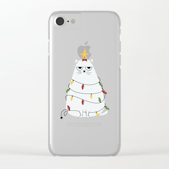 Grumpy Christmas Cat Clear iPhone Case