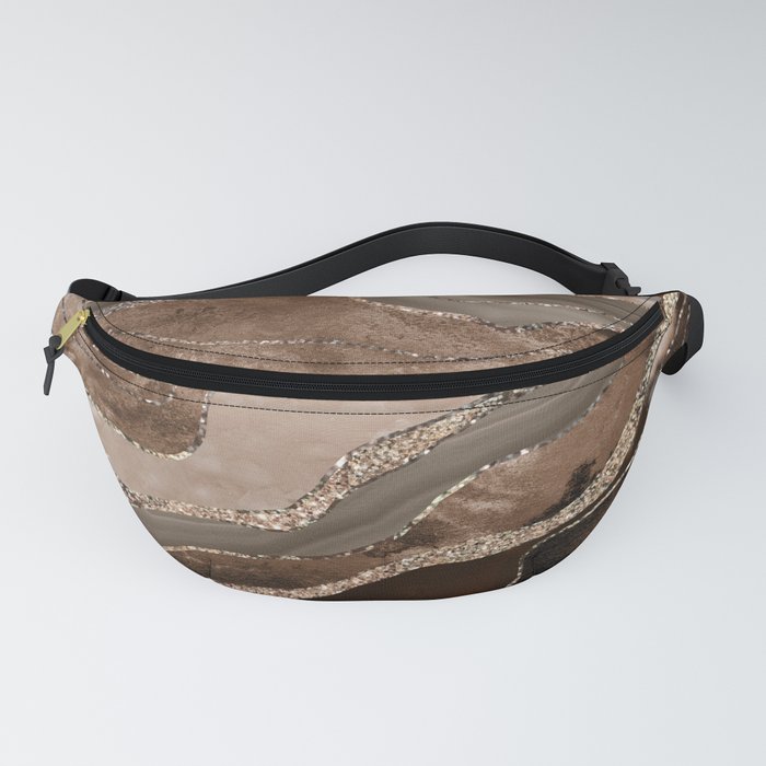 Brown Marble Agate Gold Glitter Glam #2 (Faux Glitter) #decor #art #society6 Fanny Pack