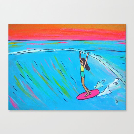 inspirational lady slide rell sunn surf art Canvas Print