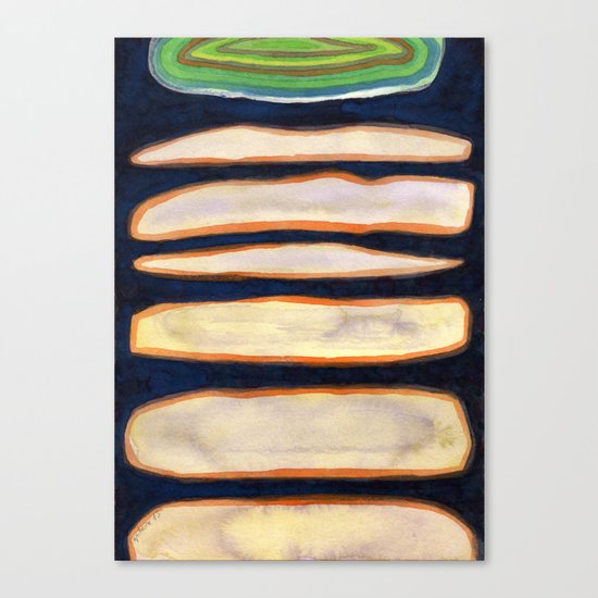 Green Cloud over Floating Shapes Canvas Print