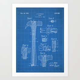 Hammer Patent - Handyman Art - Blueprint Art Print