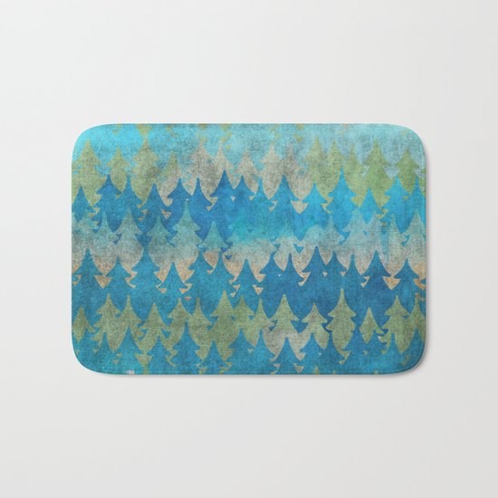 The secret forest - Abstract aqua turquoise Forest tree pattern Bath Mat