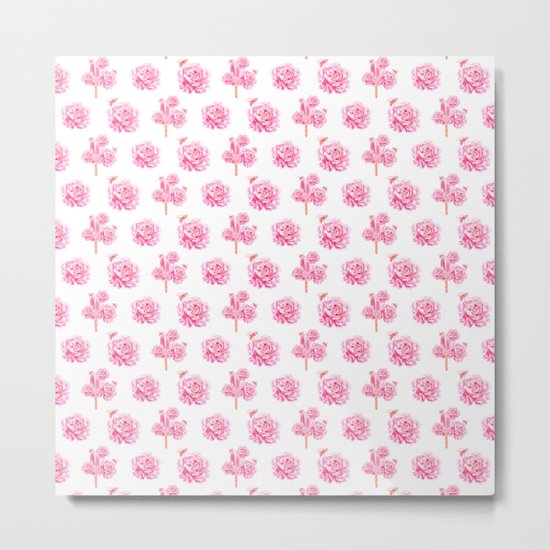 Rose Pop Pattern Metal Print