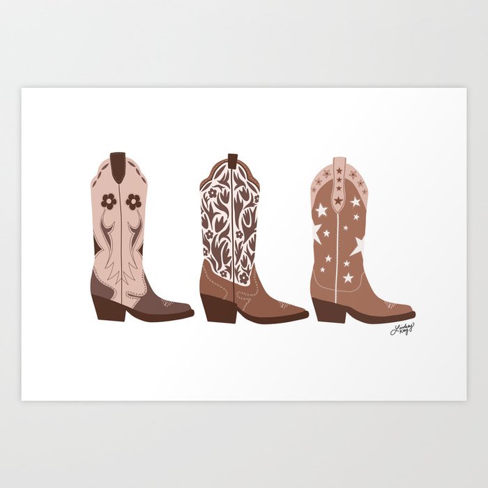 Cowboy Boots {Brown Palette) Art Print