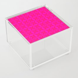 Retro Tropical Hot Pink and Red Monstera Leaves Acrylic Box