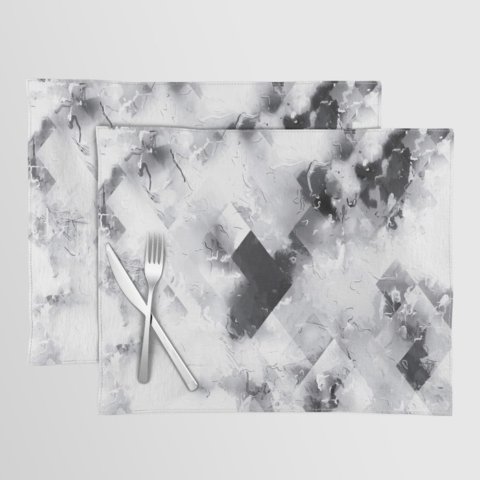 graphic design pixel geometric square pattern abstract background in black and white Placemat