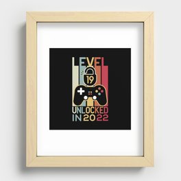 Level 19 unlocked in 2022 gamer 19th birthday gift Recessed Framed Print