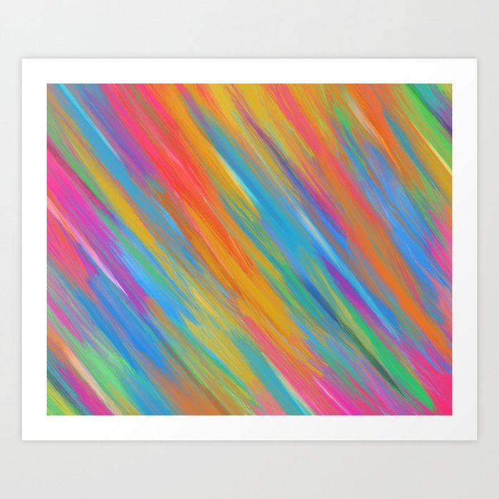 Color Overload Painting / Watercolor Hand Painted Tie-Dye Effect Gradient /  Orange Yellow Blue Pink Art Print by AEJ DESIGN