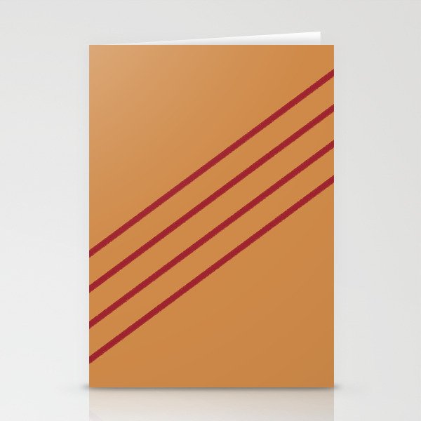 Dark Orange & Red Angled 4 Stripe Pattern 2021 Color of the Year Satin Paprika and Warm Caramel Stationery Cards